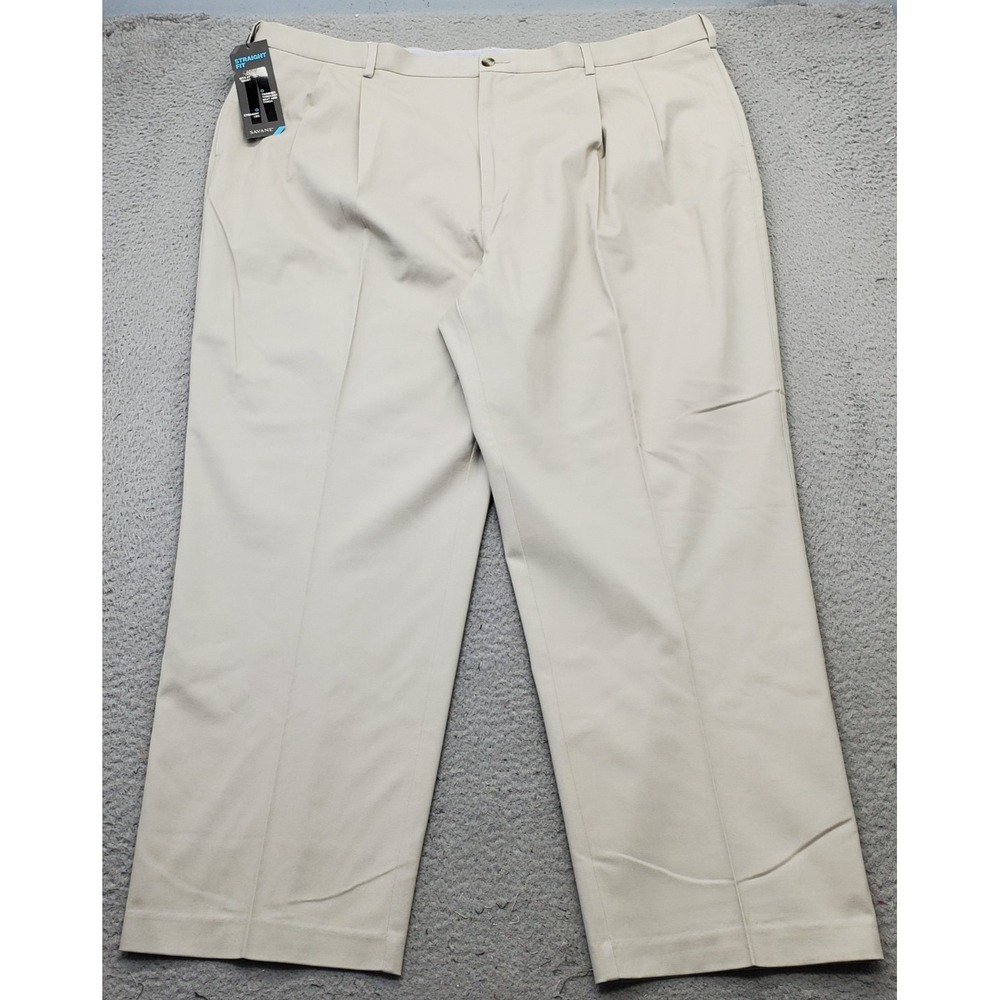 Savane The Ultimate Performance Chino Pants Mens 48x30 Tan Stretch Straight Fit